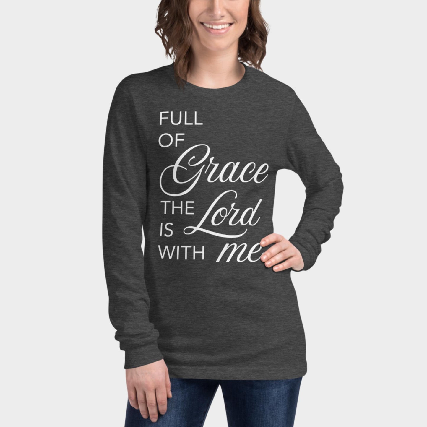 Full of Grace Long Sleeve Shirt White Design