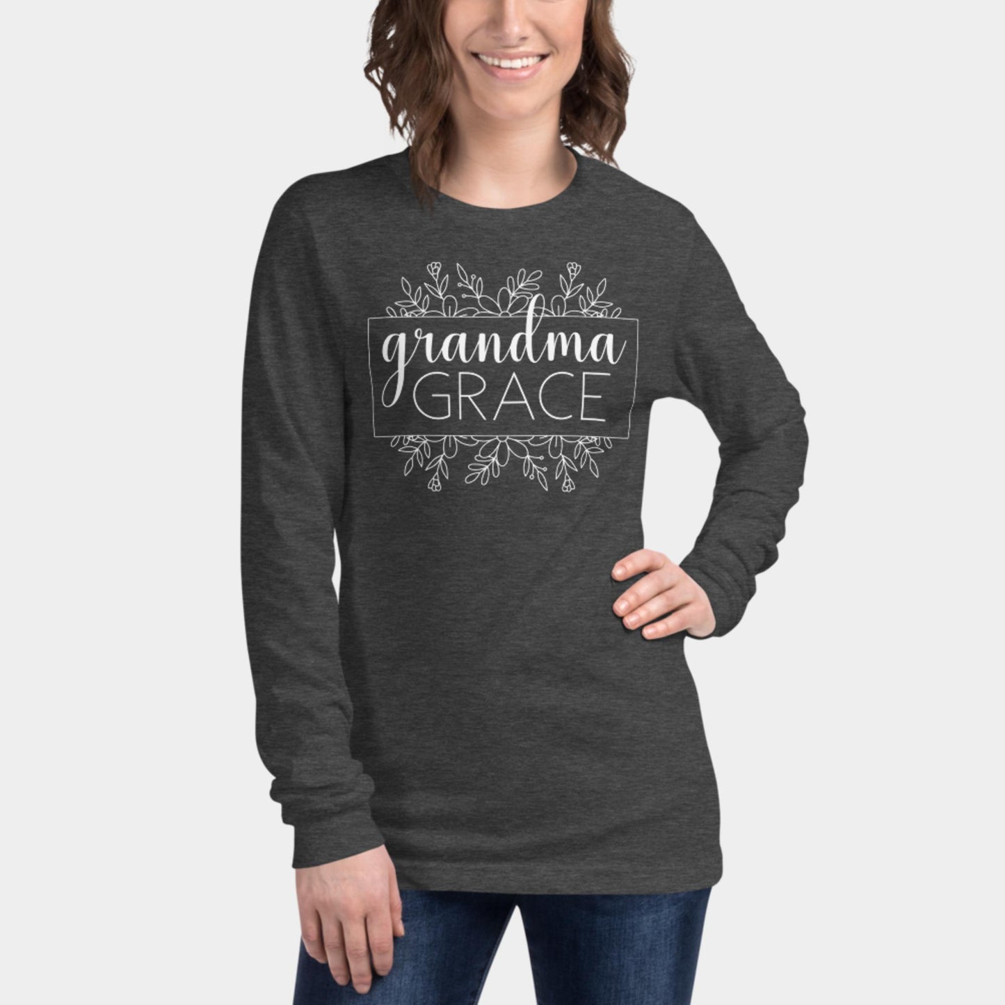 Grandma Grace Long Sleeve Shirt White Design