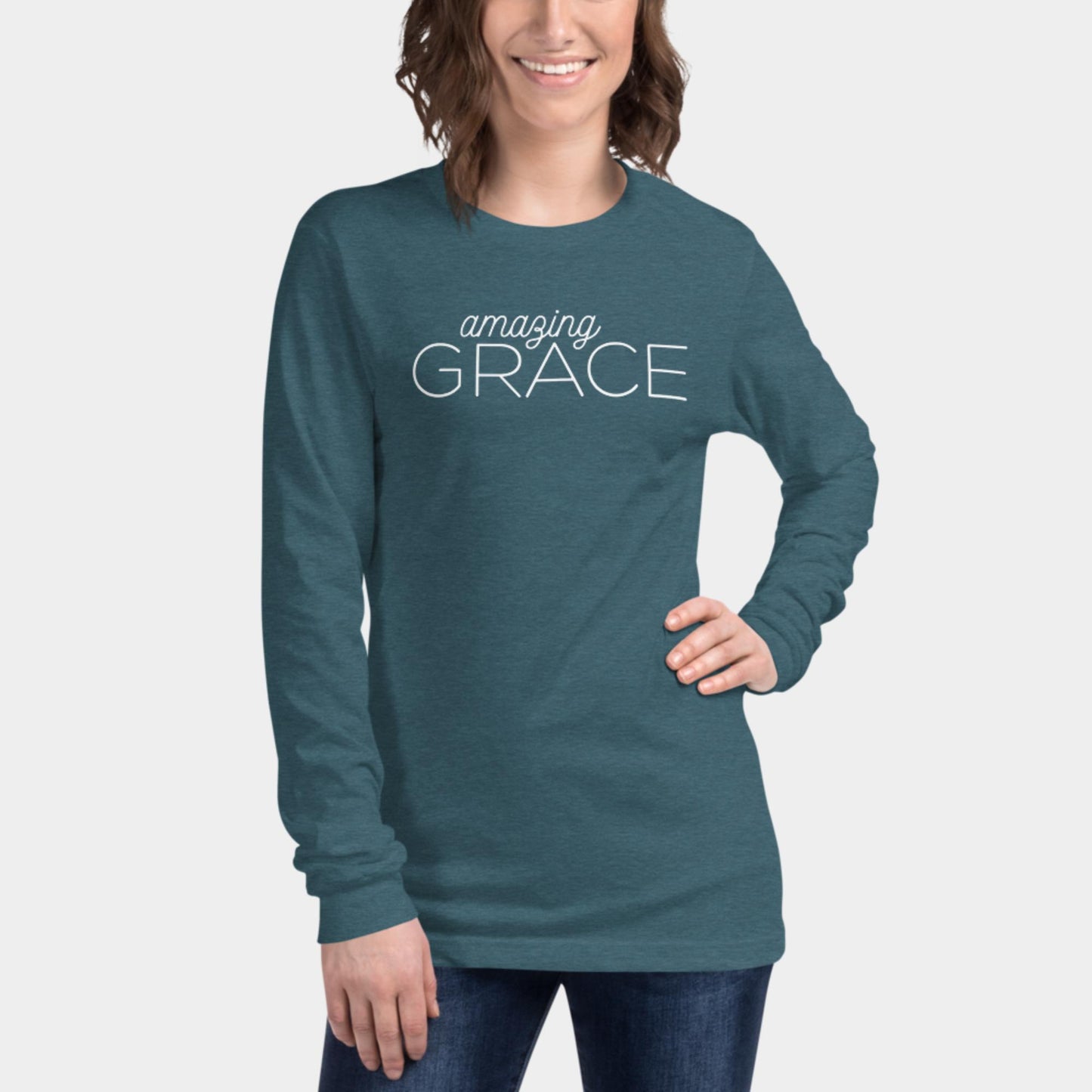 Amazing Grace Long Sleeve Shirt White Design