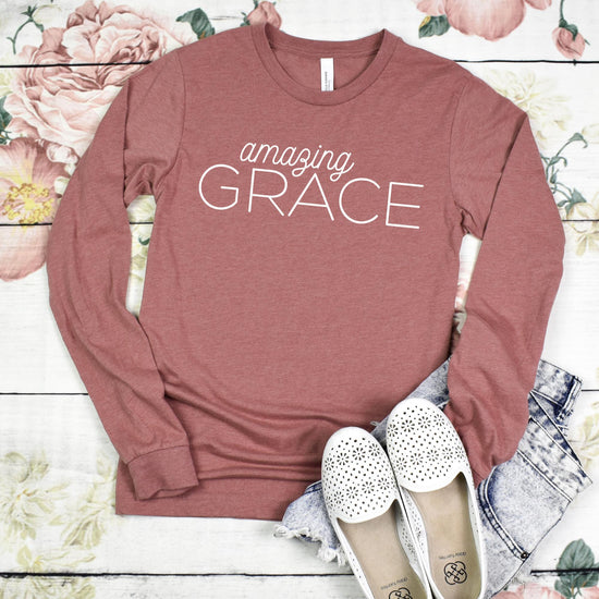 Amazing Grace Long Sleeve Shirt White Design