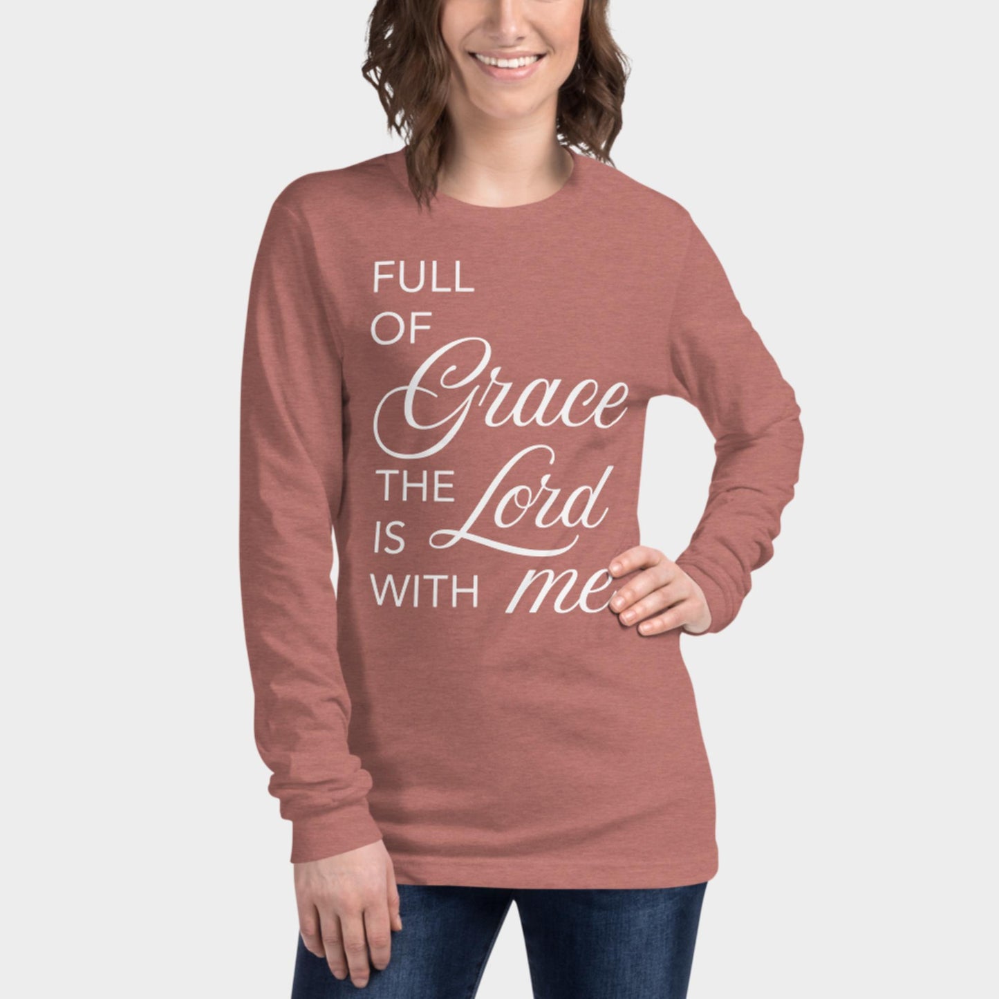 Full of Grace Long Sleeve Shirt White Design