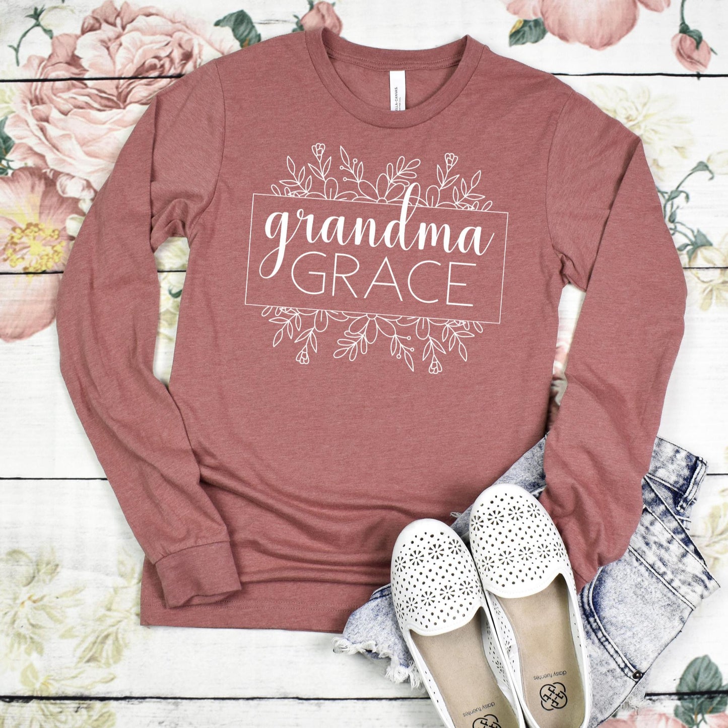 Grandma Grace Long Sleeve Shirt White Design