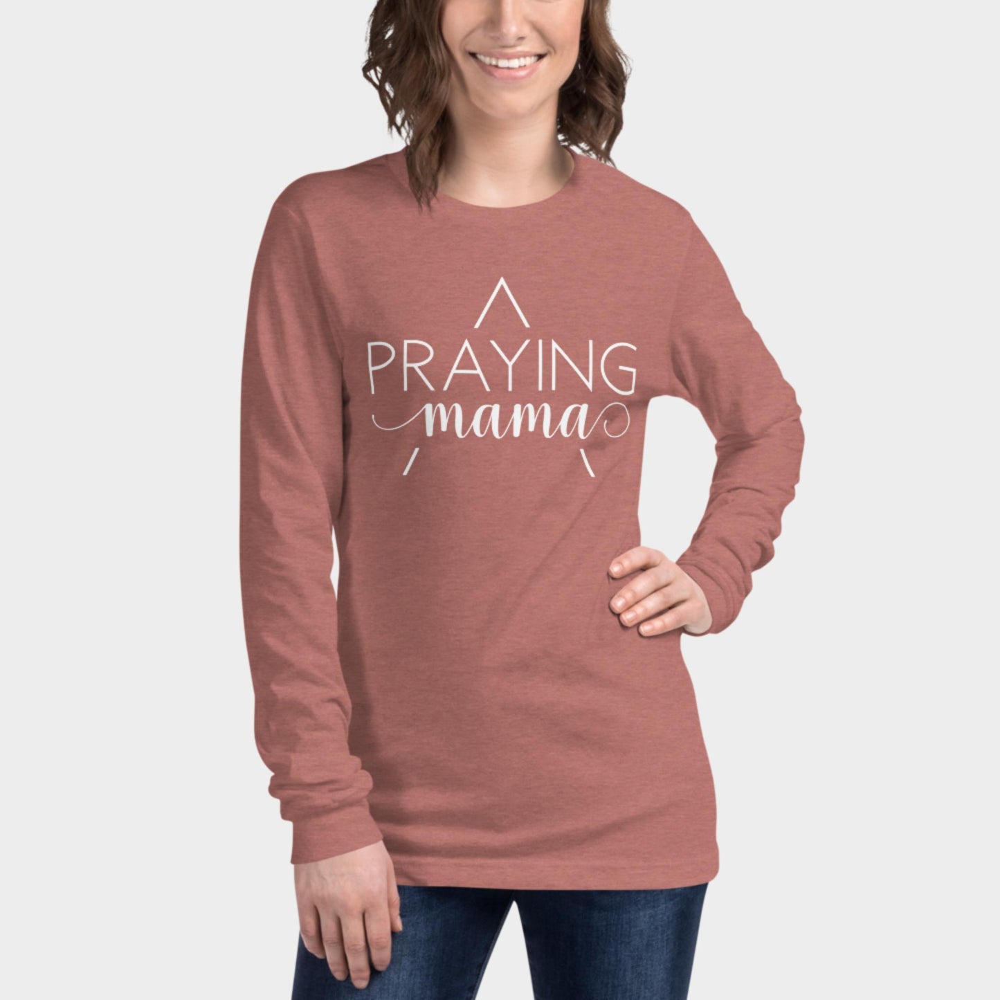 Praying Mama Long Sleeve Shirt White Design