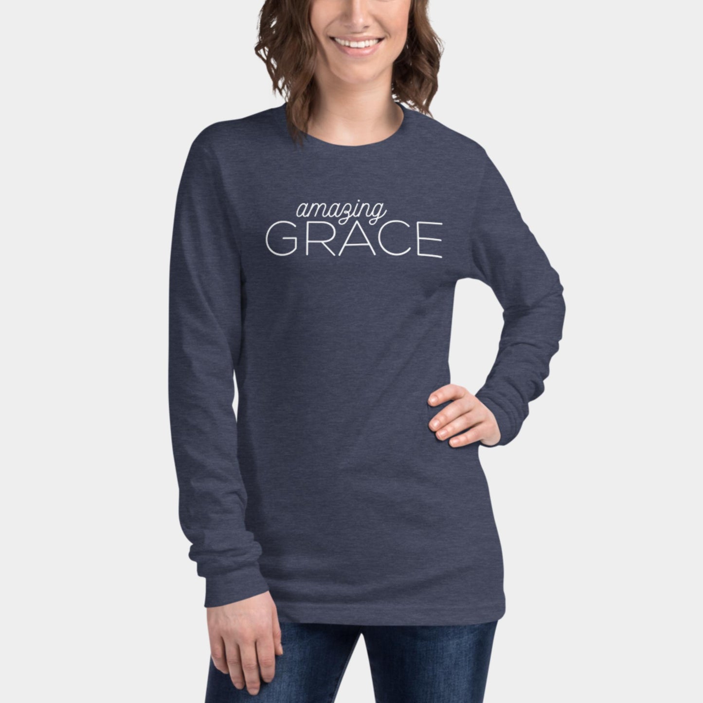 Amazing Grace Long Sleeve Shirt White Design