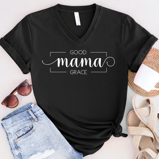 Good Mama Grace V-neck T-shirt White Design