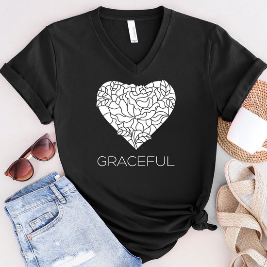 Graceful V-neck T-shirt White Design