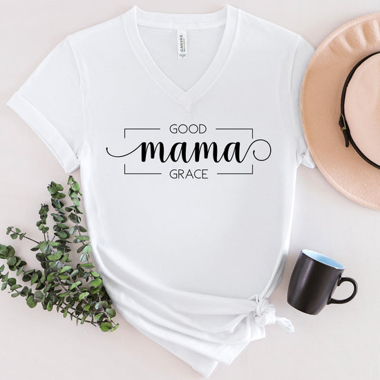 Good Mama Grace V-neck T-shirt Black Design