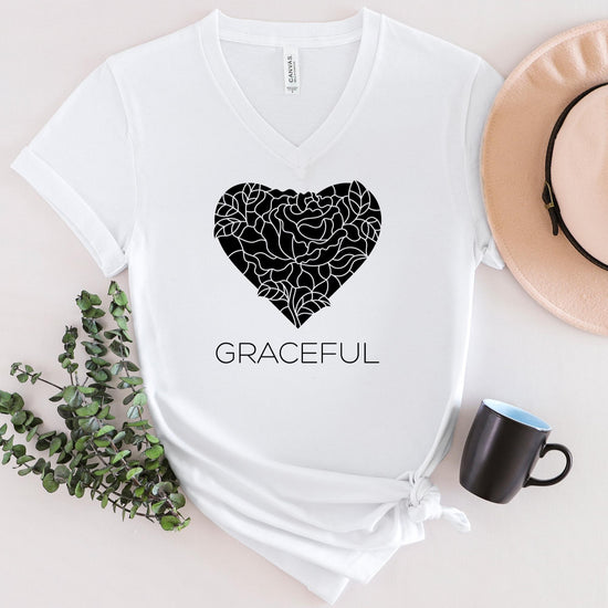 Graceful V-neck T-shirt Black Design